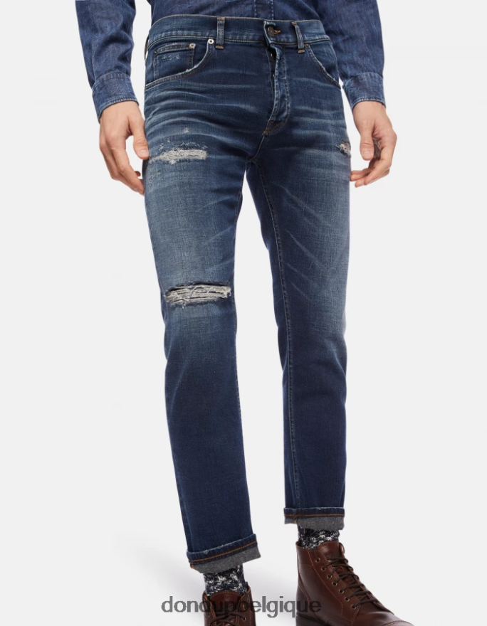 Hommes vêtements DONDUP bleu jean coupe carotte dian en denim stretch 8826D0634