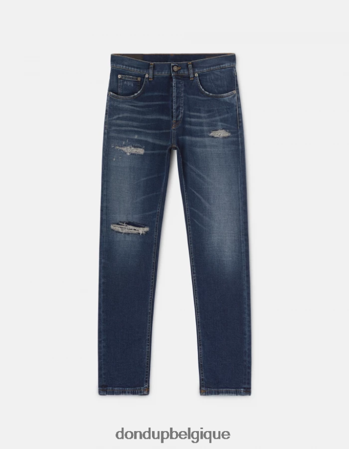 Hommes vêtements DONDUP bleu jean coupe carotte dian en denim stretch 8826D0634