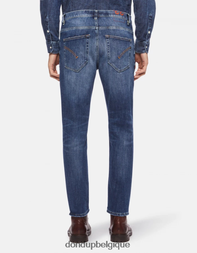 Hommes vêtements DONDUP bleu jean en denim stretch coupe carotte Brighton 8826D0629