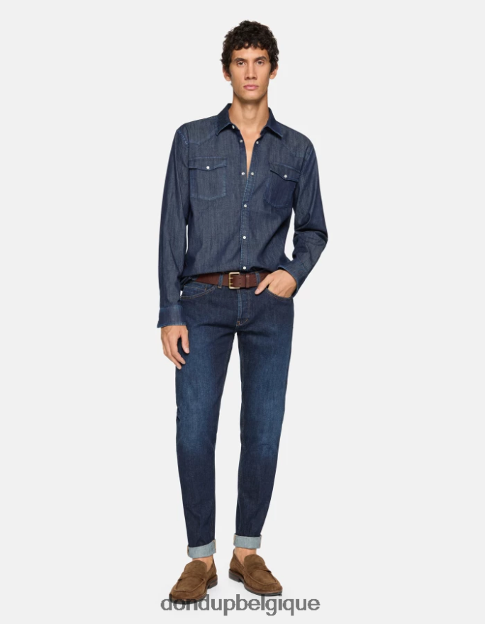 Hommes vêtements DONDUP bleu jean skinny George en denim stretch 8826D0609