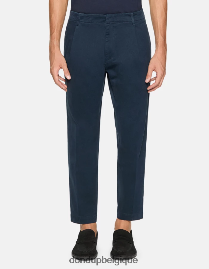 Hommes vêtements DONDUP bleu marine pantalon coupe carotte en coton ben 8826D0716