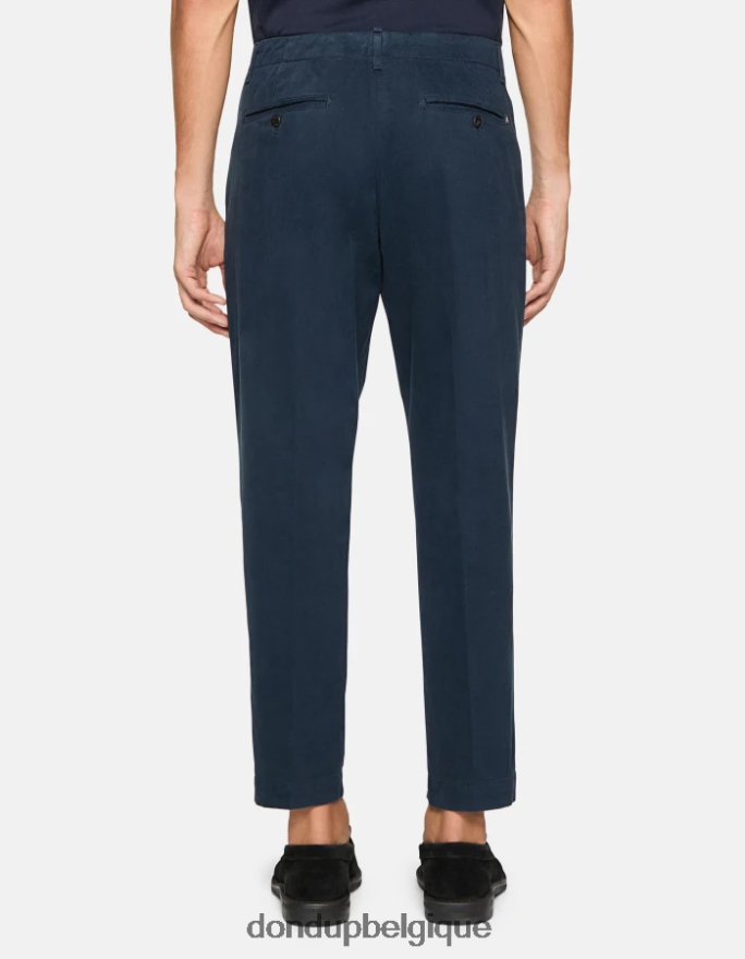 Hommes vêtements DONDUP bleu marine pantalon coupe carotte en coton ben 8826D0716