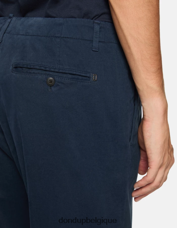 Hommes vêtements DONDUP bleu marine pantalon coupe carotte en coton ben 8826D0716