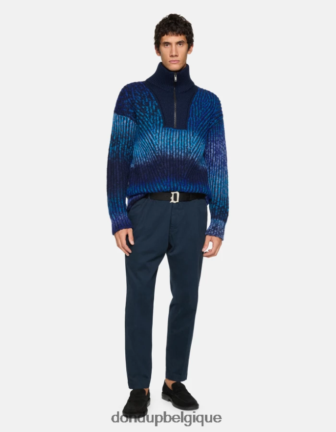 Hommes vêtements DONDUP bleu marine pantalon coupe carotte en coton ben 8826D0716