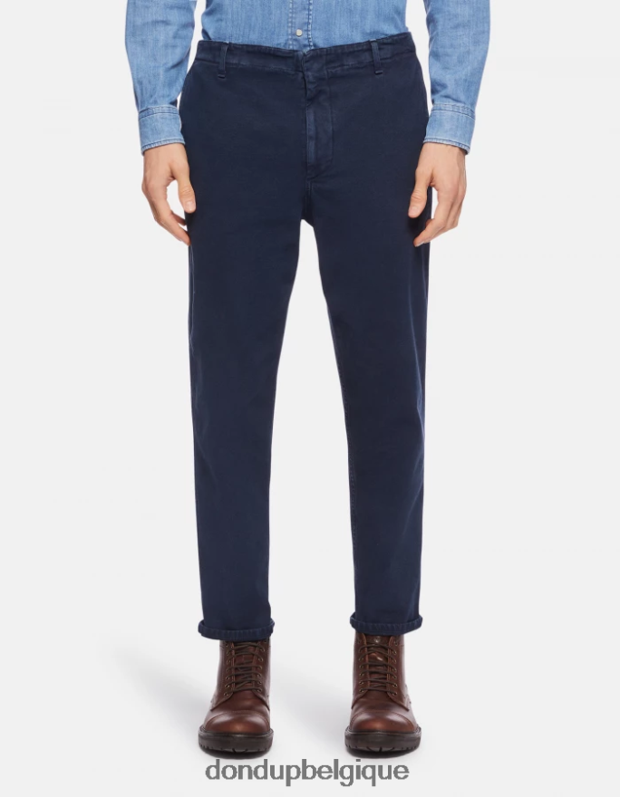 Hommes vêtements DONDUP bleu marine pantalon coupe carotte en coton zyan 8826D0752