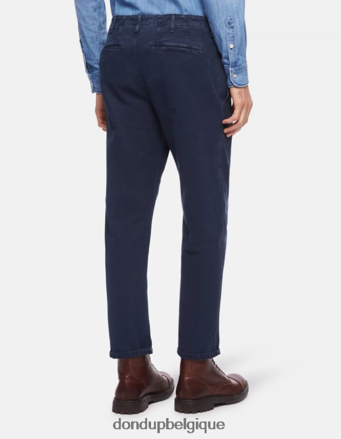 Hommes vêtements DONDUP bleu marine pantalon coupe carotte en coton zyan 8826D0752
