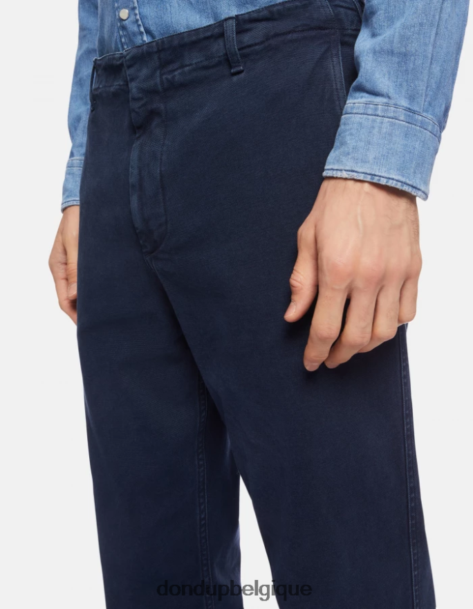 Hommes vêtements DONDUP bleu marine pantalon coupe carotte en coton zyan 8826D0752