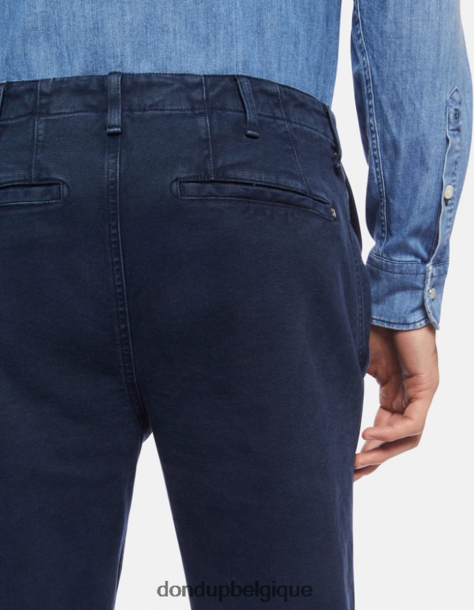 Hommes vêtements DONDUP bleu marine pantalon coupe carotte en coton zyan 8826D0752