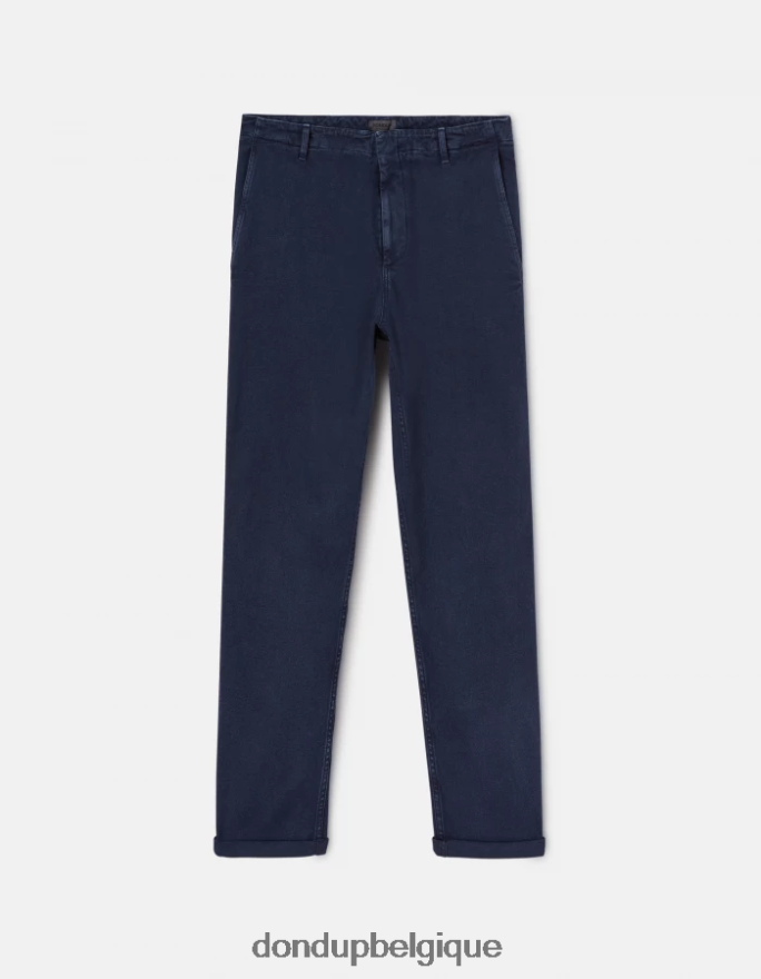 Hommes vêtements DONDUP bleu marine pantalon coupe carotte en coton zyan 8826D0752