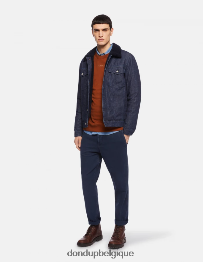 Hommes vêtements DONDUP bleu marine pantalon coupe carotte en coton zyan 8826D0752