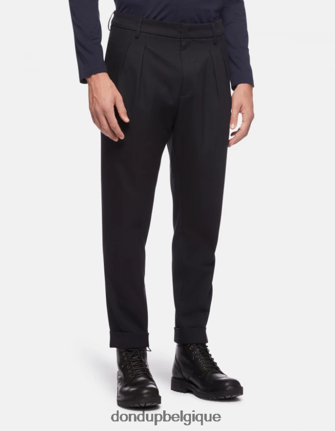 Hommes vêtements DONDUP bleu marine pantalon coupe carotte oscar en laine mélangée 8826D0759