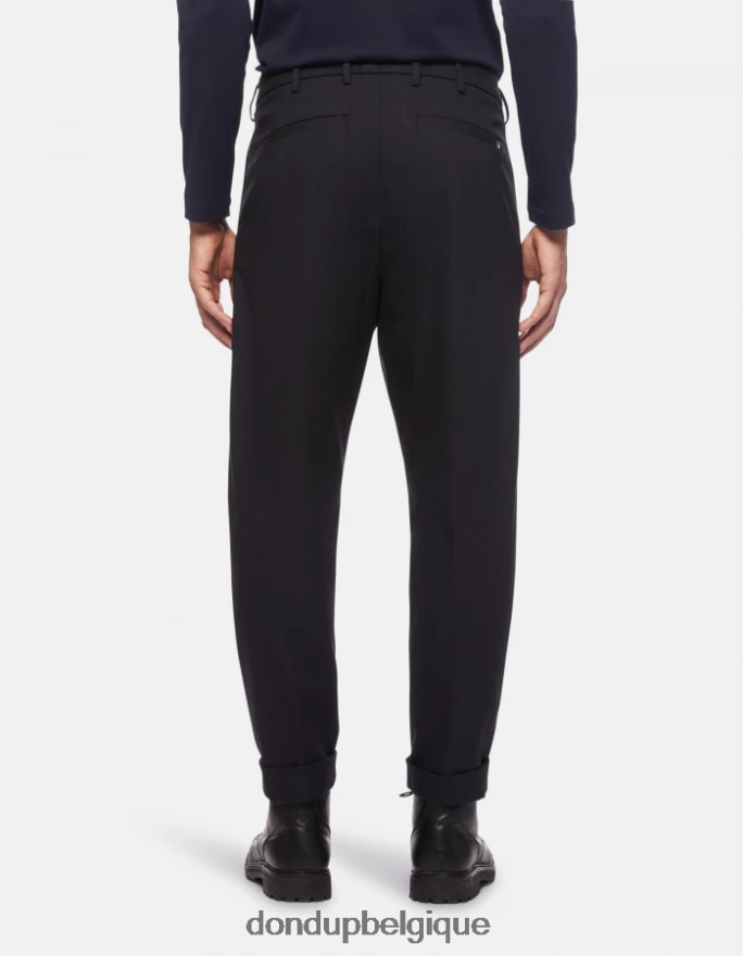 Hommes vêtements DONDUP bleu marine pantalon coupe carotte oscar en laine mélangée 8826D0759