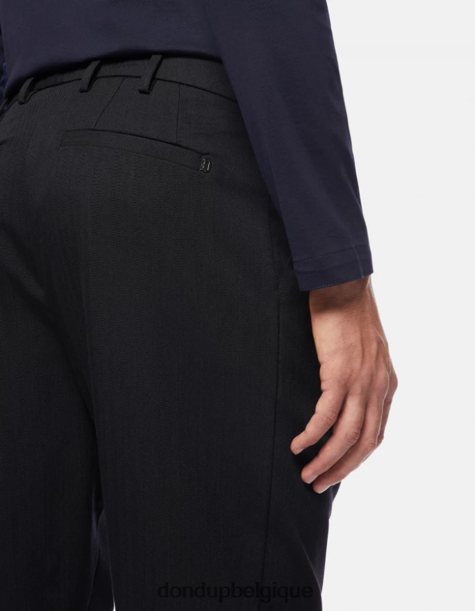 Hommes vêtements DONDUP bleu marine pantalon coupe carotte oscar en laine mélangée 8826D0759