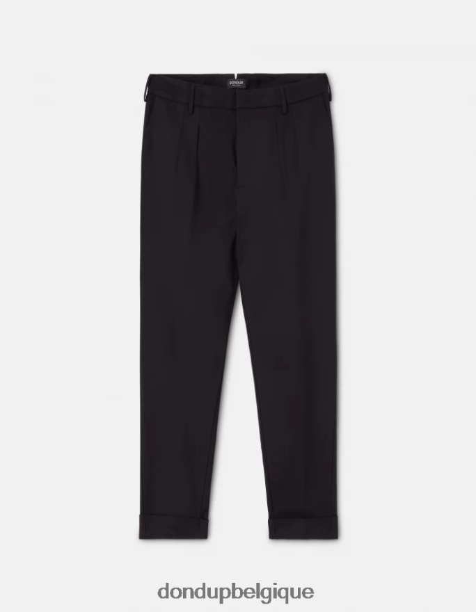 Hommes vêtements DONDUP bleu marine pantalon coupe carotte oscar en laine mélangée 8826D0759