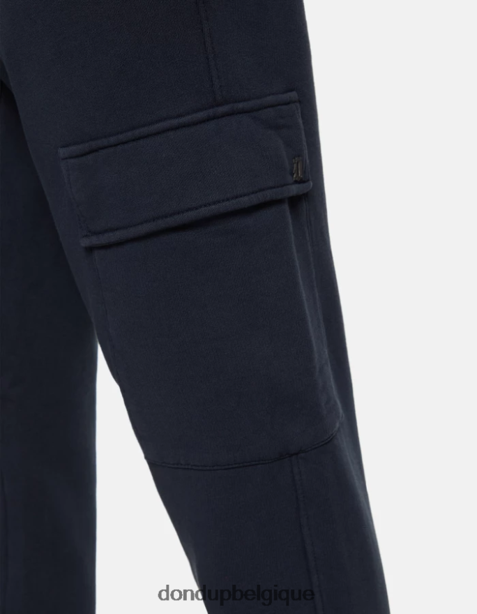 Hommes vêtements DONDUP bleu marine pantalon de jogging coupe classique en molleton 8826D0703