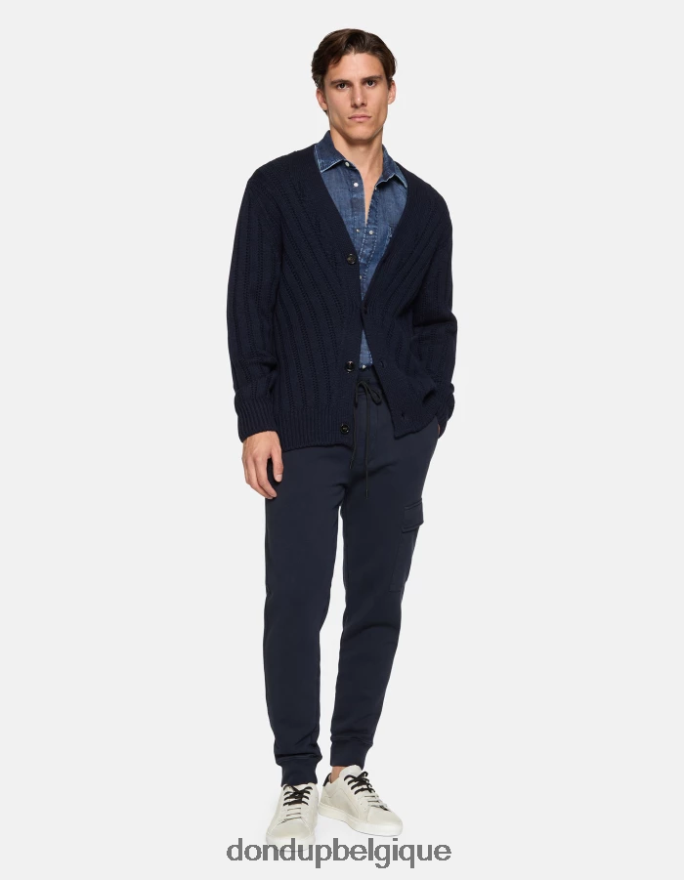 Hommes vêtements DONDUP bleu marine pantalon de jogging coupe classique en molleton 8826D0703