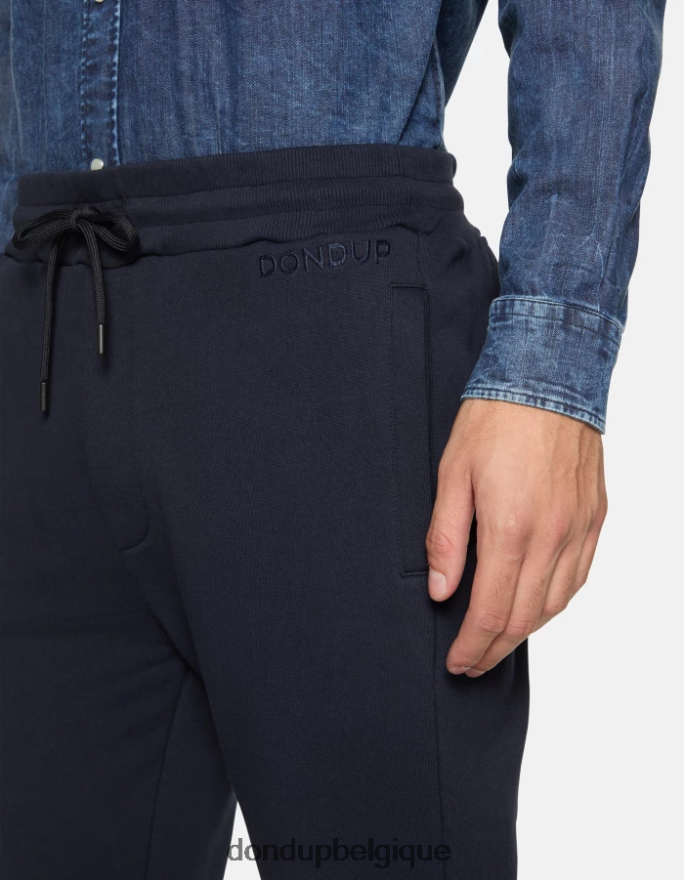 Hommes vêtements DONDUP bleu marine pantalon de jogging coupe classique en molleton 8826D0713