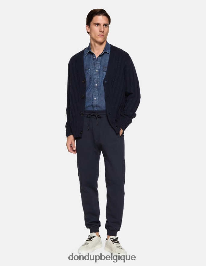 Hommes vêtements DONDUP bleu marine pantalon de jogging coupe classique en molleton 8826D0713