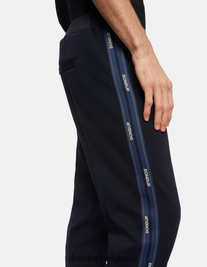 Hommes vêtements DONDUP bleu marine pantalon de jogging coupe classique en molleton 8826D0754