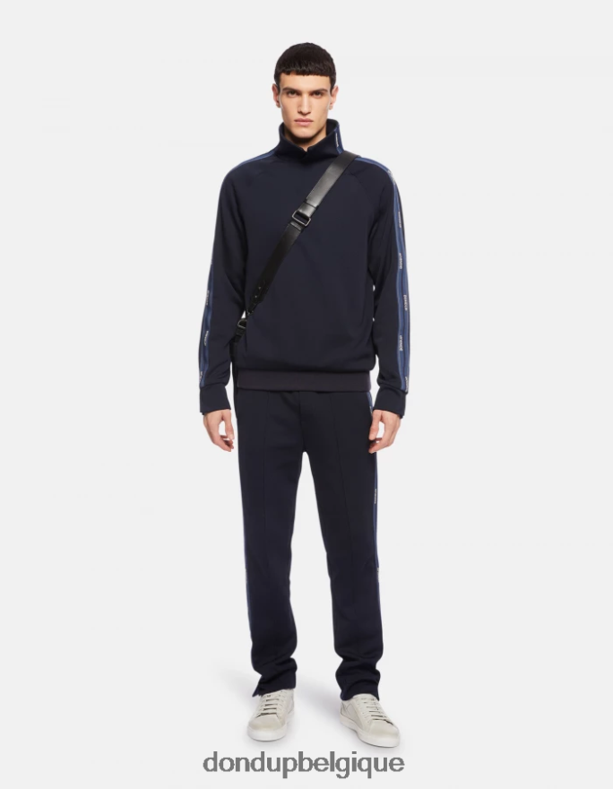 Hommes vêtements DONDUP bleu marine pantalon de jogging coupe classique en molleton 8826D0754