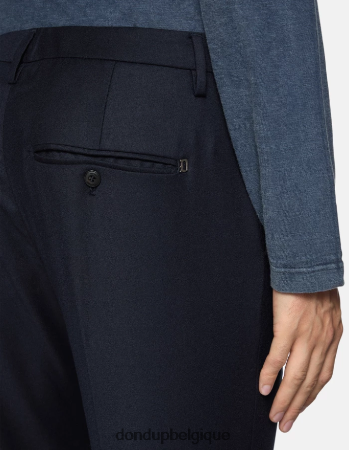 Hommes vêtements DONDUP bleu marine pantalon en flanelle coupe classique spiritissimo 8826D0678