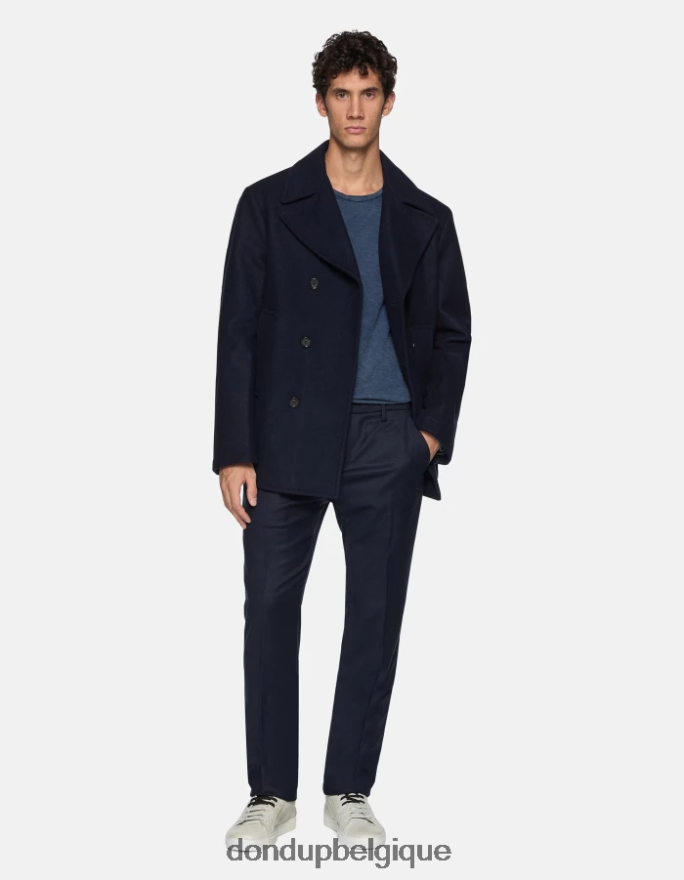 Hommes vêtements DONDUP bleu marine pantalon en flanelle coupe classique spiritissimo 8826D0678