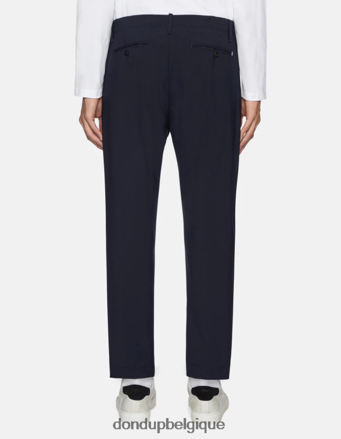 Hommes vêtements DONDUP bleu marine pantalon en laine coupe carotte ben 8826D0707