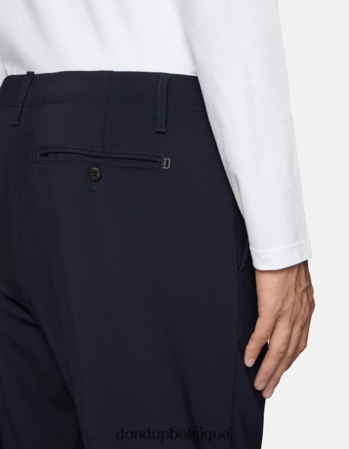Hommes vêtements DONDUP bleu marine pantalon en laine coupe carotte ben 8826D0707