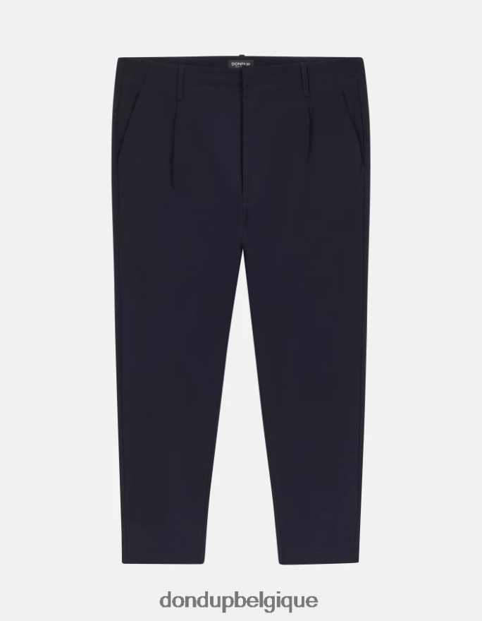 Hommes vêtements DONDUP bleu marine pantalon en laine coupe carotte ben 8826D0707