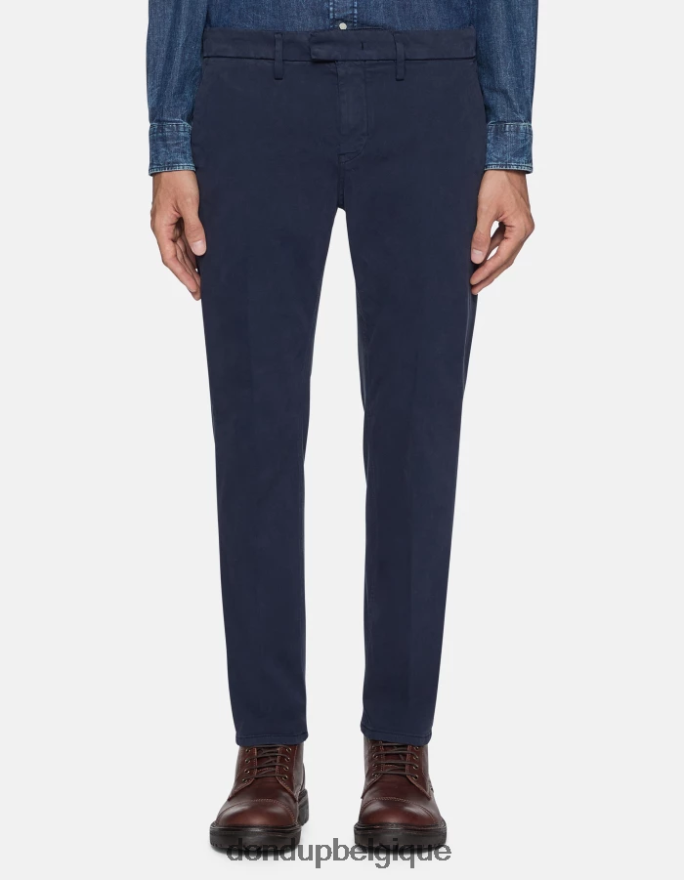Hommes vêtements DONDUP bleu marine pantalon en satin coupe classique pablo 8826D0743