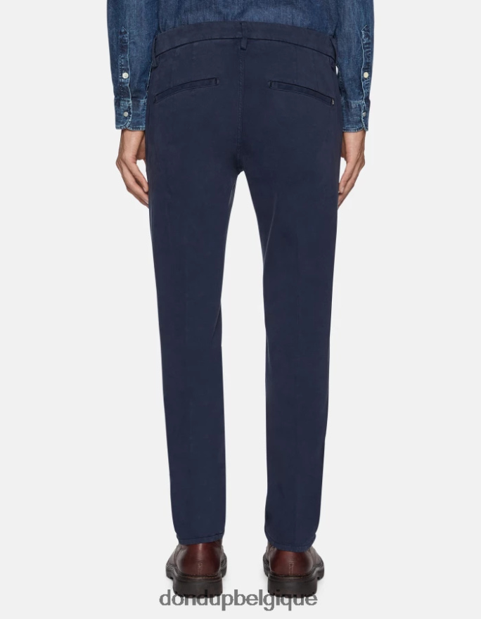 Hommes vêtements DONDUP bleu marine pantalon en satin coupe classique pablo 8826D0743