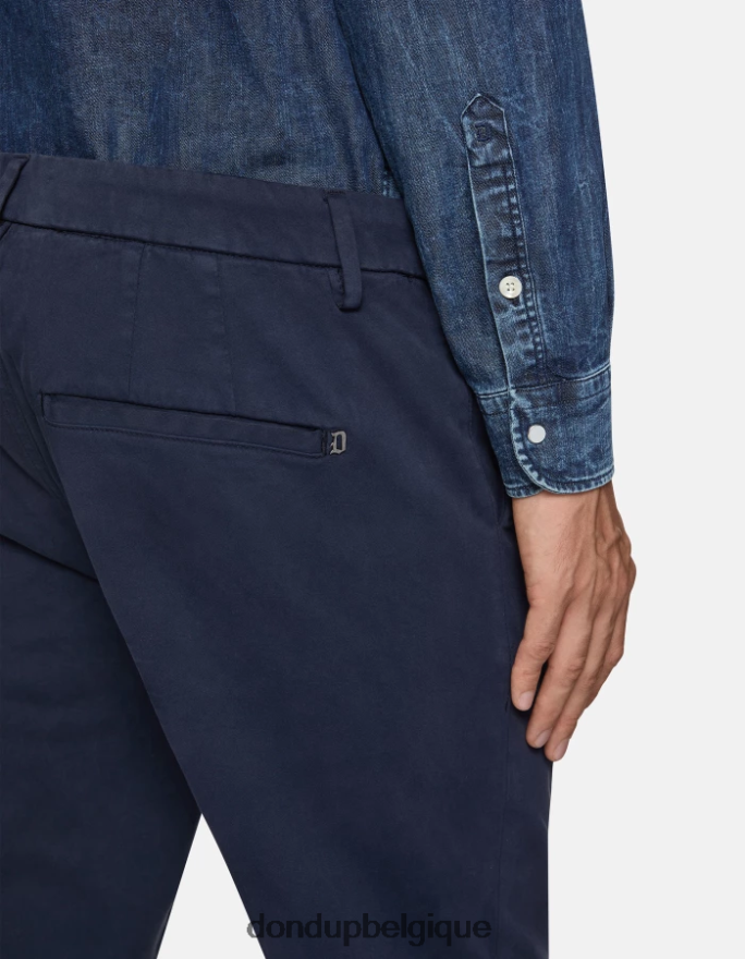Hommes vêtements DONDUP bleu marine pantalon en satin coupe classique pablo 8826D0743