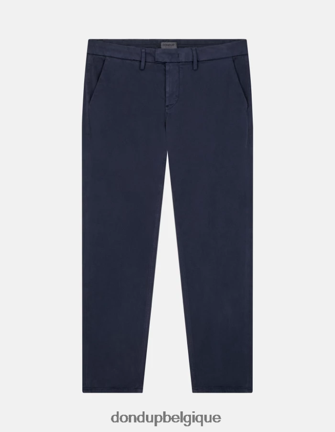Hommes vêtements DONDUP bleu marine pantalon en satin coupe classique pablo 8826D0743