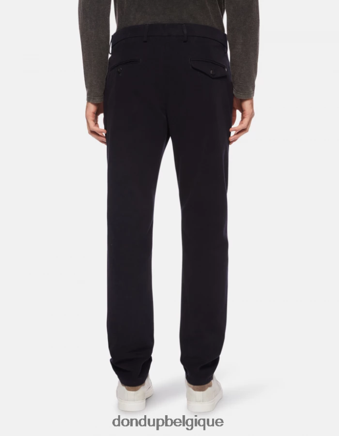 Hommes vêtements DONDUP bleu marine pantalon joe coupe carotte en coton 8826D0699