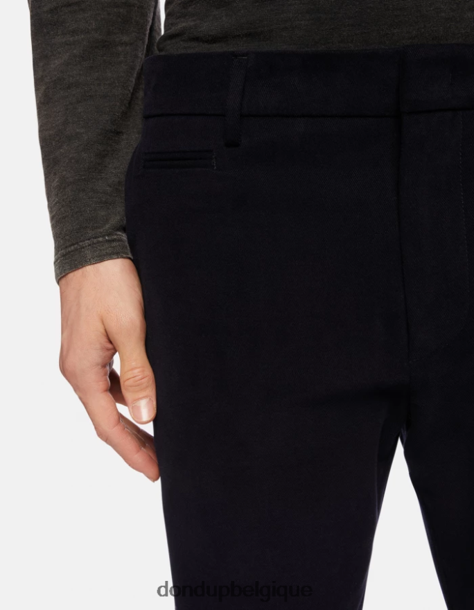 Hommes vêtements DONDUP bleu marine pantalon joe coupe carotte en coton 8826D0699