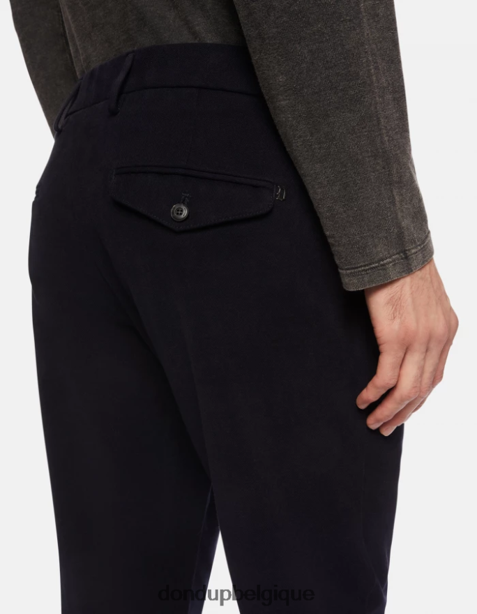 Hommes vêtements DONDUP bleu marine pantalon joe coupe carotte en coton 8826D0699