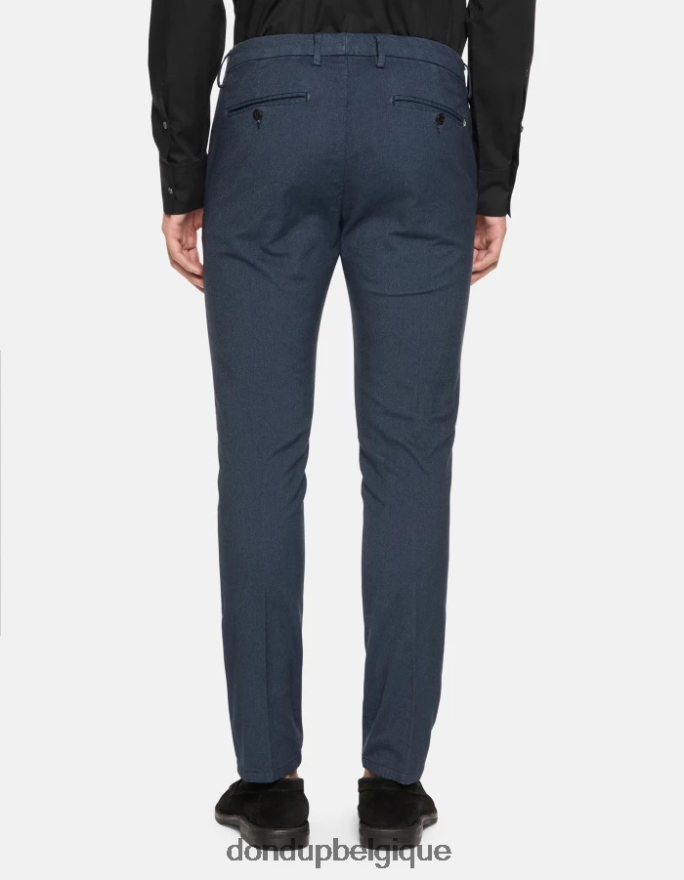 Hommes vêtements DONDUP bleu marine pantalon ral coupe classique en coton 8826D0696