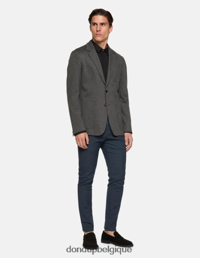 Hommes vêtements DONDUP bleu marine pantalon ral coupe classique en coton 8826D0696