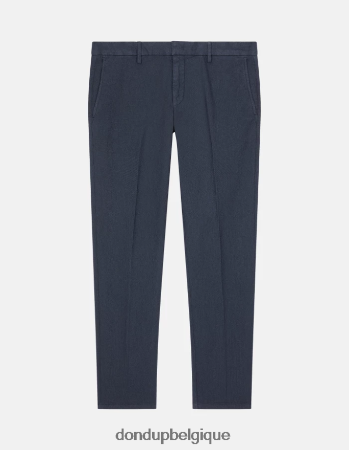 Hommes vêtements DONDUP bleu marine pantalon ral coupe classique en coton 8826D0696