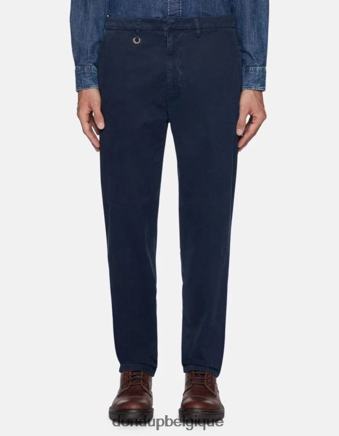 Hommes vêtements DONDUP bleu marine pantalon rick coupe classique en coton 8826D0739