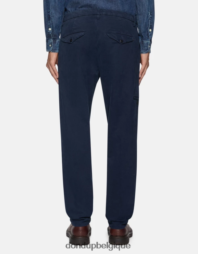 Hommes vêtements DONDUP bleu marine pantalon rick coupe classique en coton 8826D0739