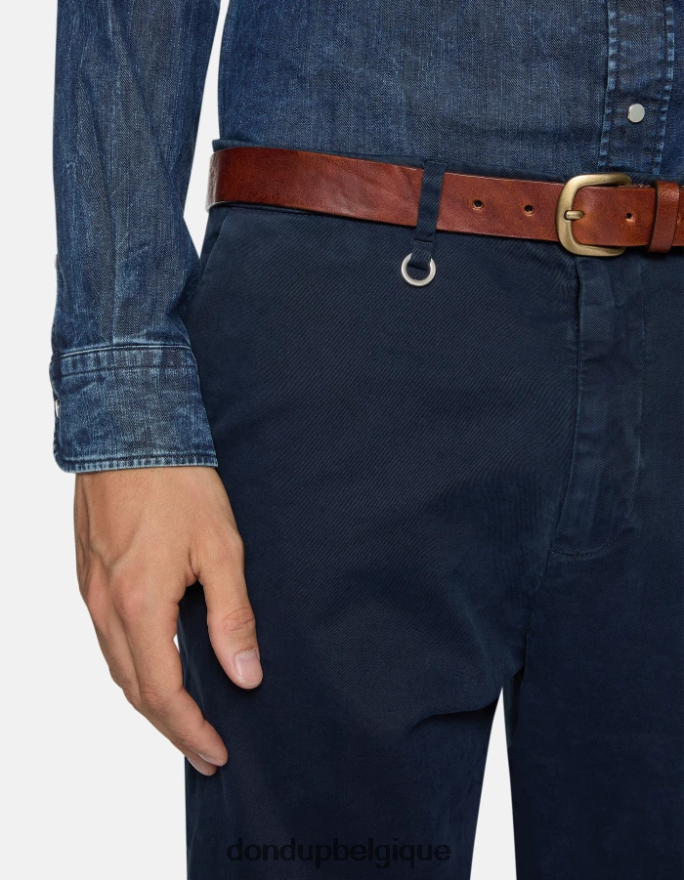 Hommes vêtements DONDUP bleu marine pantalon rick coupe classique en coton 8826D0739