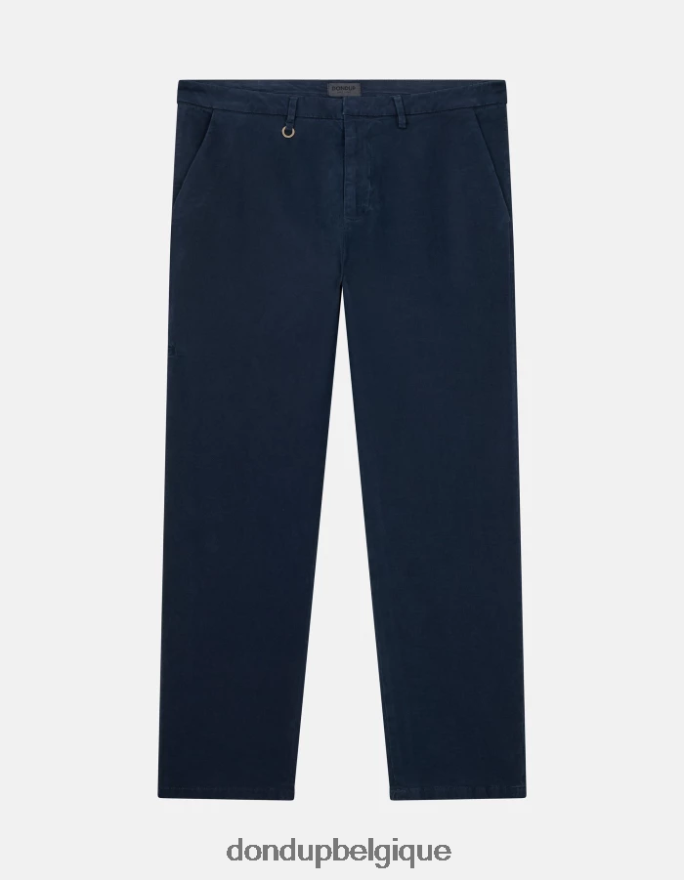 Hommes vêtements DONDUP bleu marine pantalon rick coupe classique en coton 8826D0739
