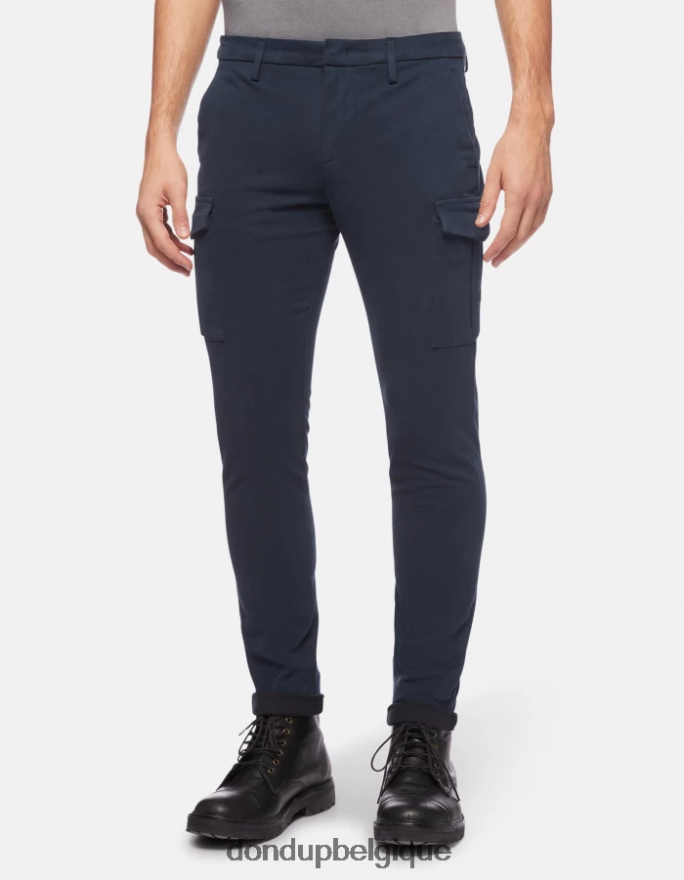 Hommes vêtements DONDUP bleu marine pantalon slim en coton eddy 8826D0789