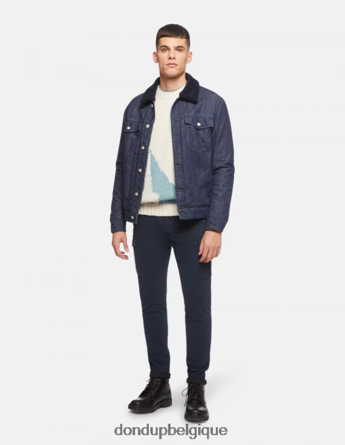 Hommes vêtements DONDUP bleu marine pantalon slim en coton eddy 8826D0789