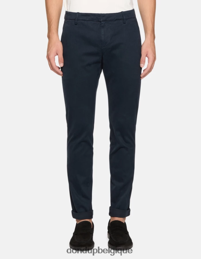 Hommes vêtements DONDUP bleu marine pantalon slim en coton gaubert 8826D0690