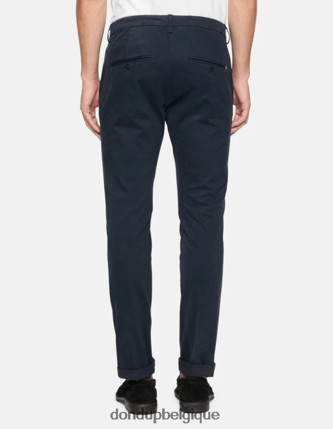 Hommes vêtements DONDUP bleu marine pantalon slim en coton gaubert 8826D0690