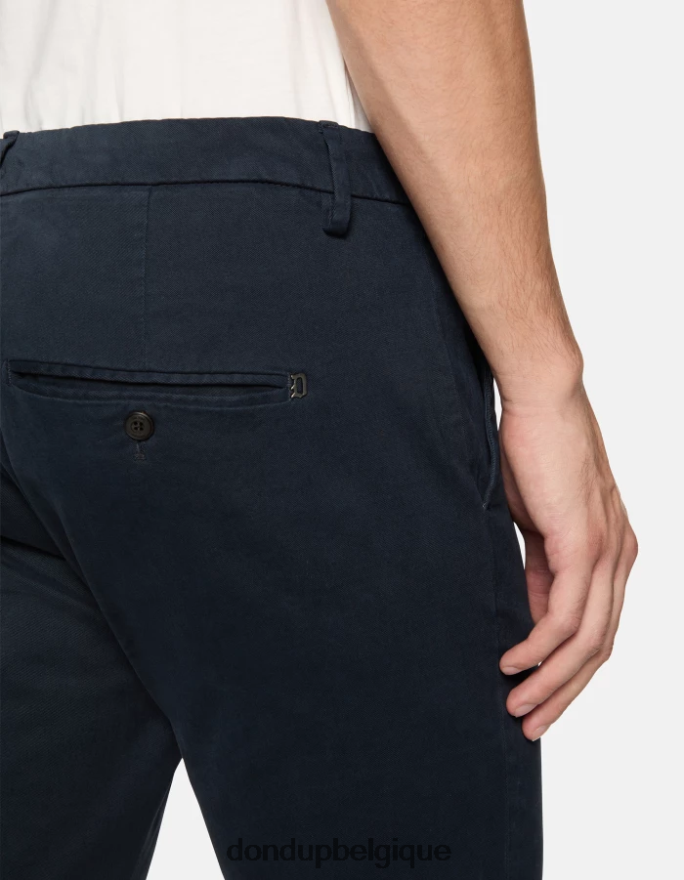 Hommes vêtements DONDUP bleu marine pantalon slim en coton gaubert 8826D0690