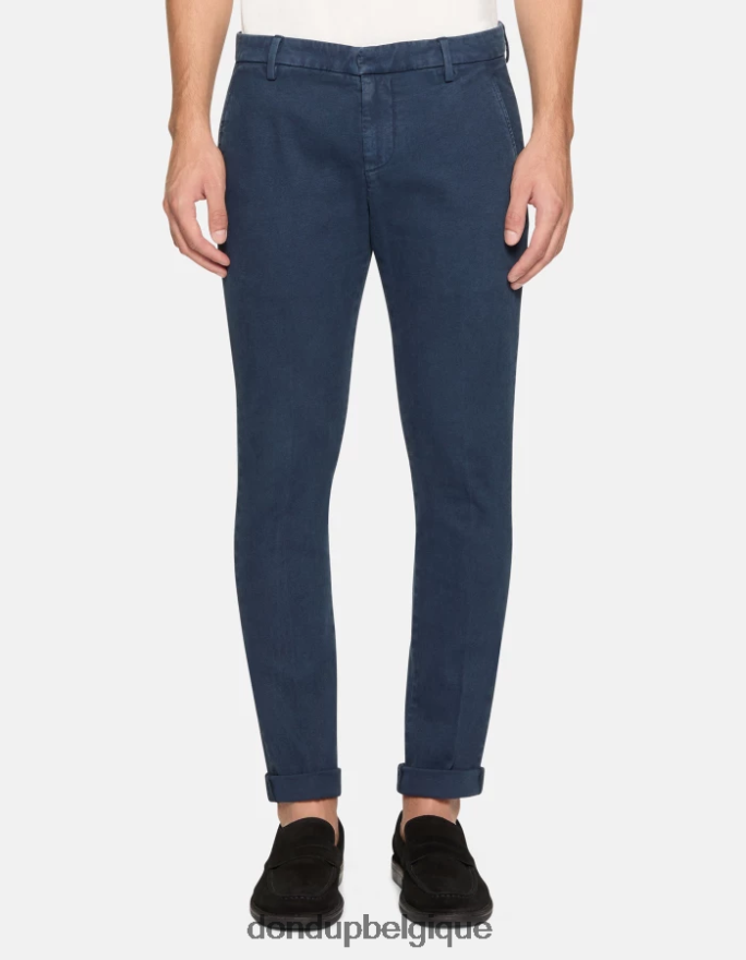 Hommes vêtements DONDUP bleu marine pantalon slim en coton gaubert 8826D0711