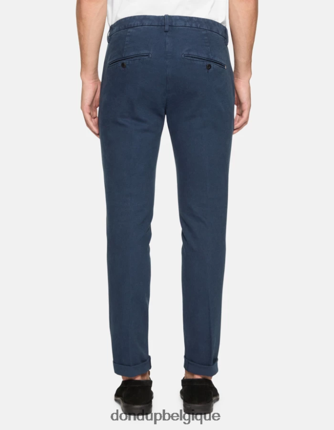 Hommes vêtements DONDUP bleu marine pantalon slim en coton gaubert 8826D0711